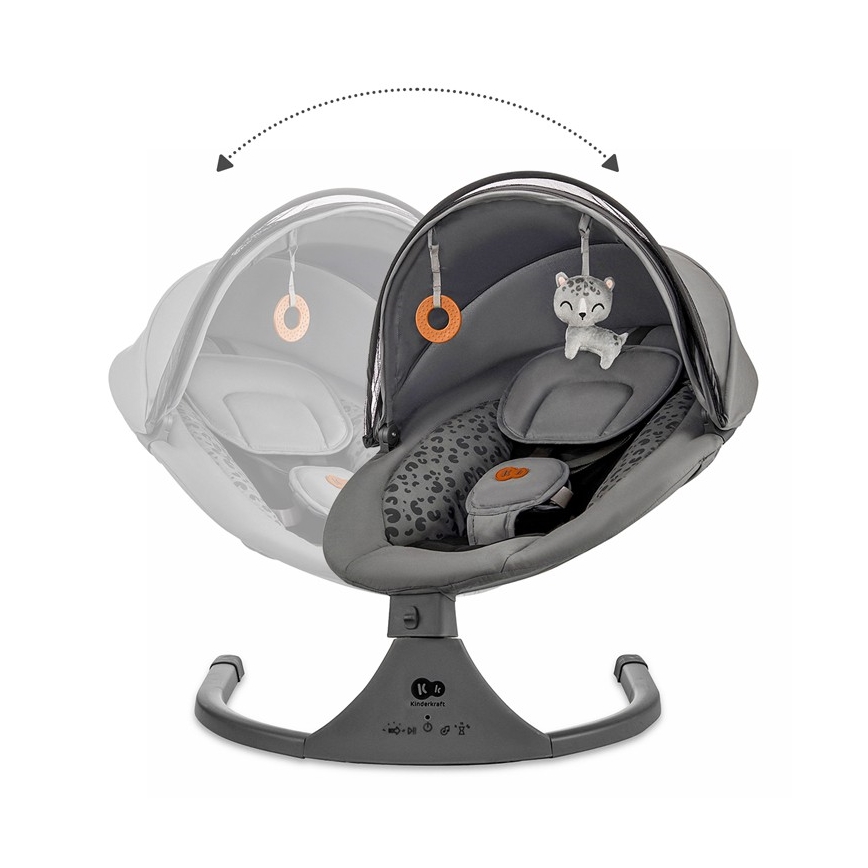 KINDERKRAFT - Babywippe mit Musik 2-in-1 LUMI dunkelgrau