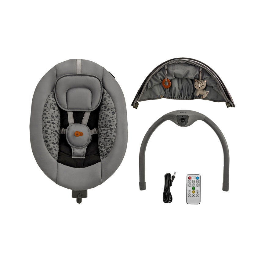 KINDERKRAFT - Babywippe mit Musik 2-in-1 LUMI dunkelgrau