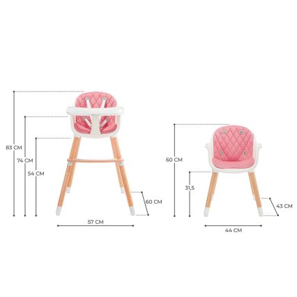 KINDERKRAFT - Esstischstuhl für Kinder SIENNA Buche/rosa