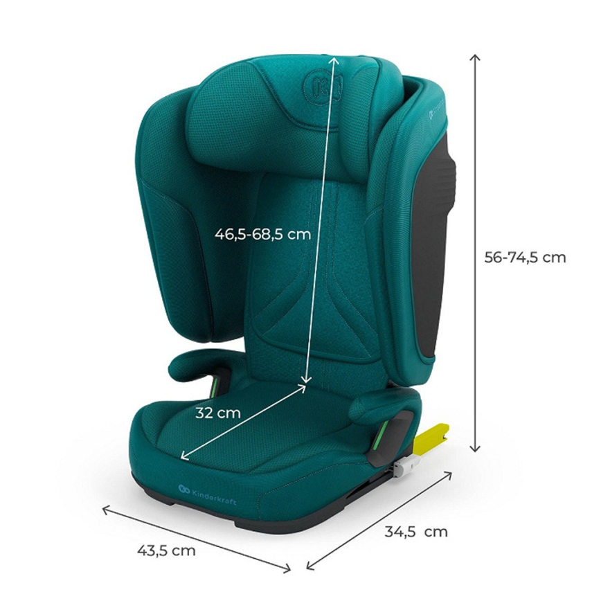 KINDERKRAFT - Faltbarer Autokindersitz UNITY 2 i-Size 100-150 cm türkis