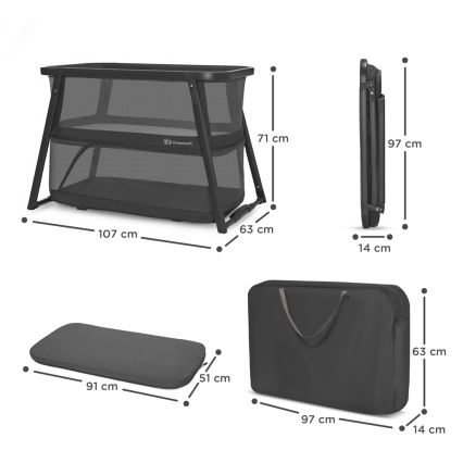 KINDERKRAFT - Kinder-Reisebett 4in1 SOFI PLUS dunkelgrau