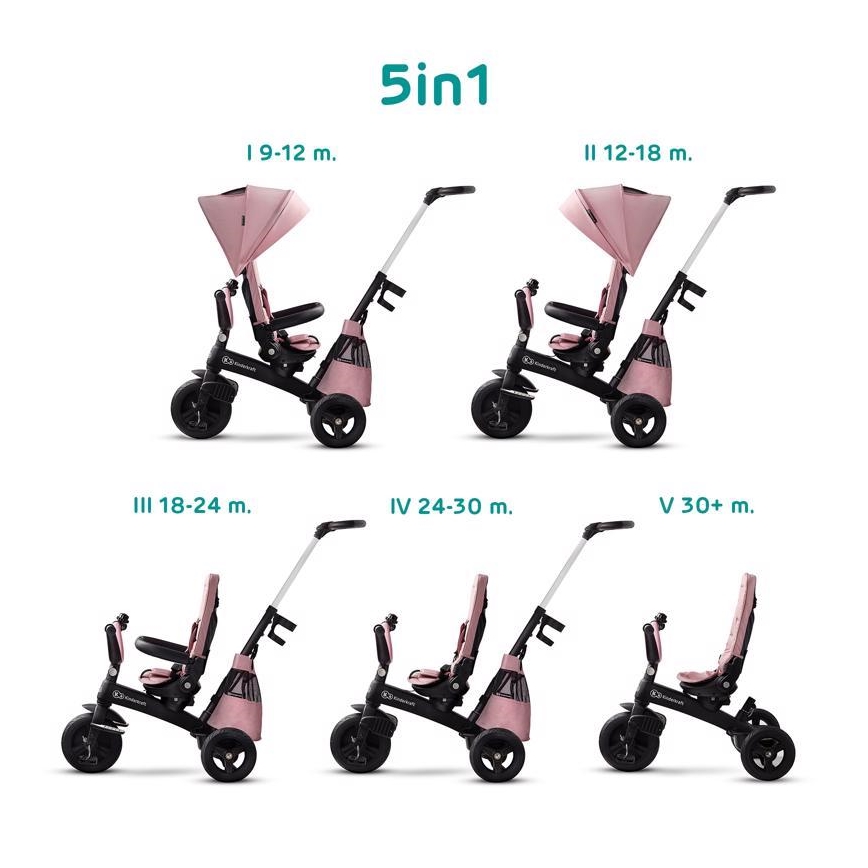 KINDERKRAFT - Kinderdreirad 5v1 EASYTWIST rosa/schwarz