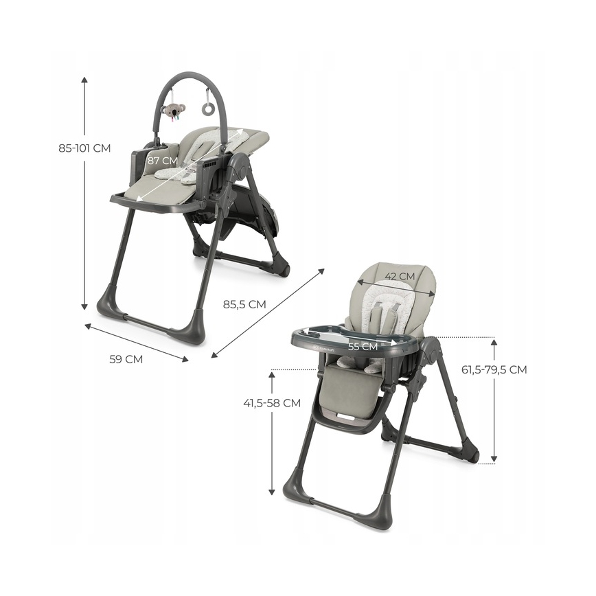 KINDERKRAFT - Kinderhochstuhl 2-in-1 TUMMIE grau