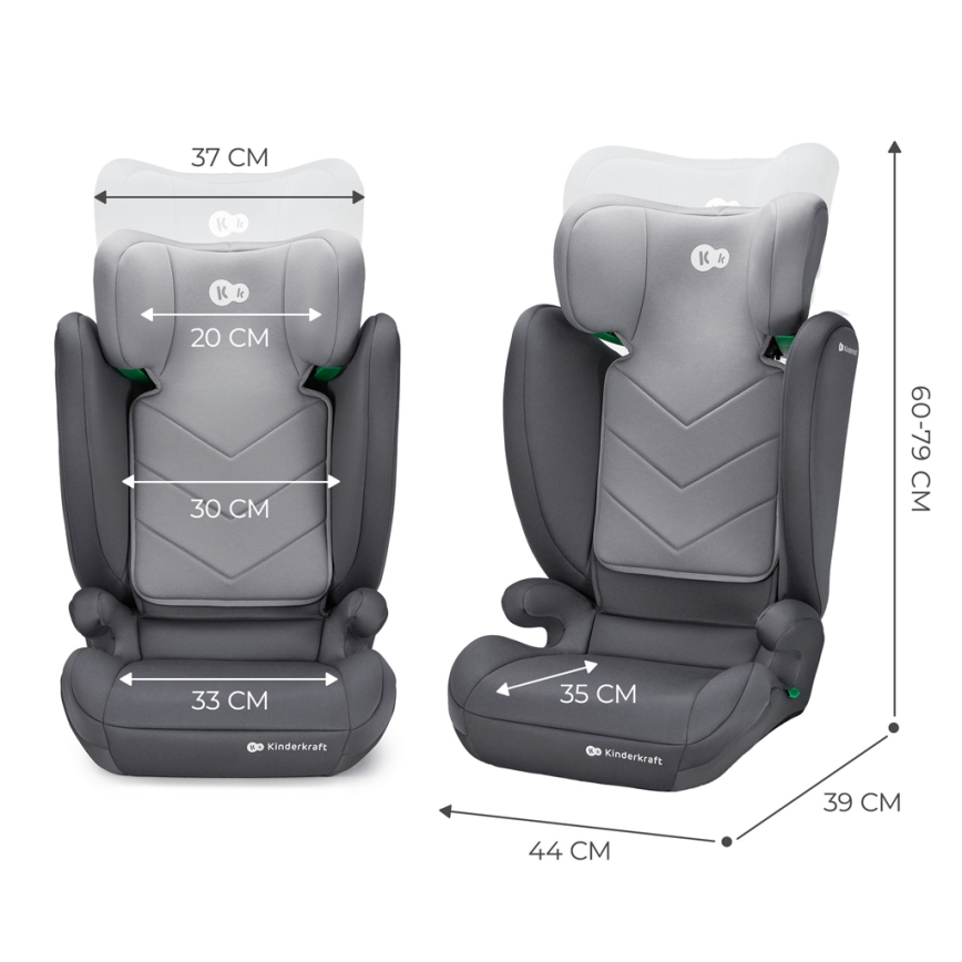 KINDERKRAFT - Kindersitz I-SPARK i-Size (100-150 cm) grau