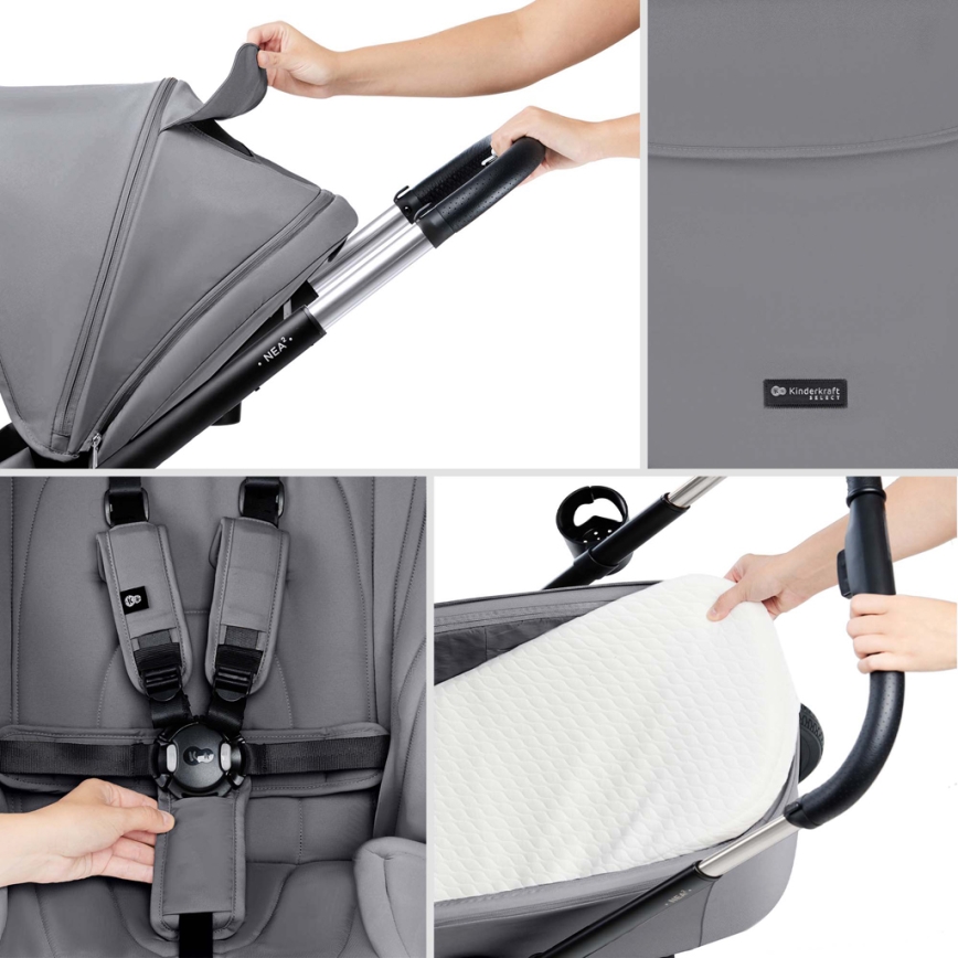 KINDERKRAFT - Kombi-Kinderwagen 2in1 NEA 2 Platinum grau