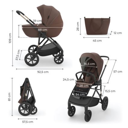 KINDERKRAFT - Kombi-Kinderwagen 3-in-1 PRIME 3 Velvet Mocca