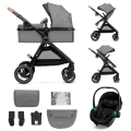 KINDERKRAFT - Kombi-Kinderwagen 3in1 ESME Moonlight grau + Auto-Kindersitz MINK PRO