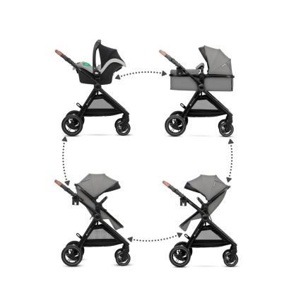 KINDERKRAFT - Kombi-Kinderwagen 3in1 ESME Moonlight grau + Auto-Kindersitz MINK PRO