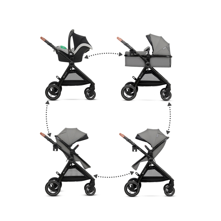 KINDERKRAFT - Kombi-Kinderwagen 3in1 ESME Moonlight grau + Auto-Kindersitz MINK PRO