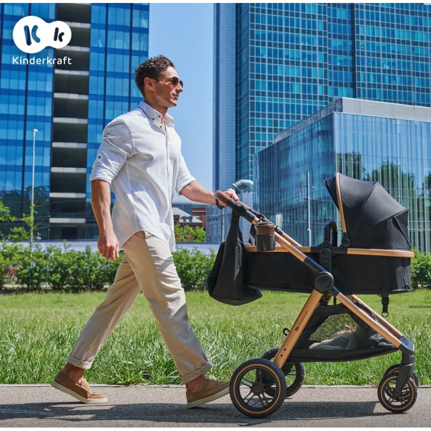 KINDERKRAFT - Kombi-Kinderwagen 3in1 ESME Pure schwarz + Auto-Kindersitz MINK PRO