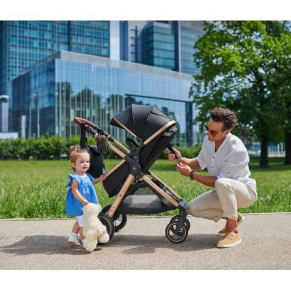 KINDERKRAFT - Kombi-Kinderwagen 3in1 ESME Pure schwarz + Auto-Kindersitz MINK PRO