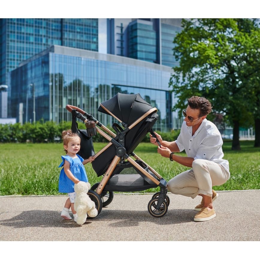 KINDERKRAFT - Kombi-Kinderwagen 3in1 ESME Pure schwarz + Auto-Kindersitz MINK PRO
