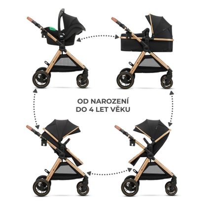 KINDERKRAFT - Kombi-Kinderwagen 3in1 ESME Pure schwarz + Auto-Kindersitz MINK PRO
