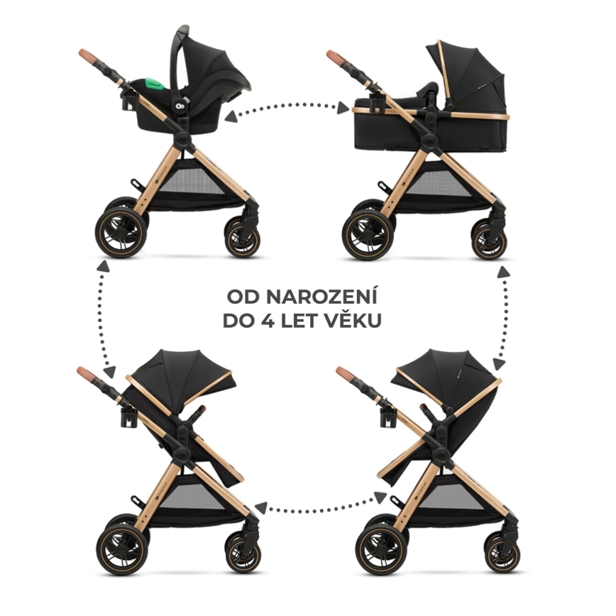 KINDERKRAFT - Kombi-Kinderwagen 3in1 ESME Pure schwarz + Auto-Kindersitz MINK PRO
