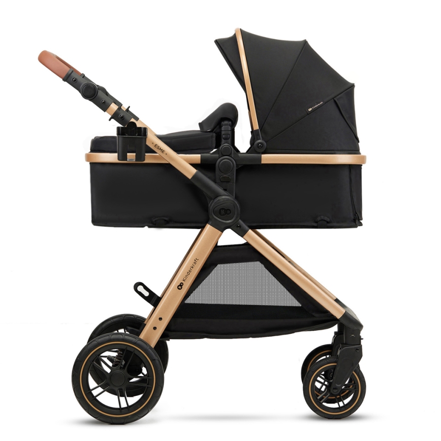 KINDERKRAFT - Kombi-Kinderwagen 3in1 ESME Pure schwarz + Auto-Kindersitz MINK PRO