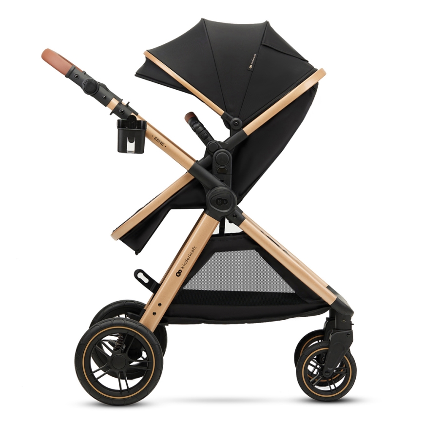 KINDERKRAFT - Kombi-Kinderwagen 3in1 ESME Pure schwarz + Auto-Kindersitz MINK PRO