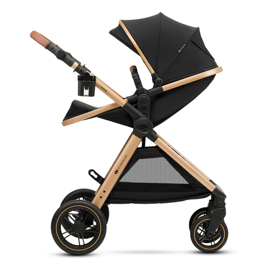 KINDERKRAFT - Kombi-Kinderwagen 3in1 ESME Pure schwarz + Auto-Kindersitz MINK PRO