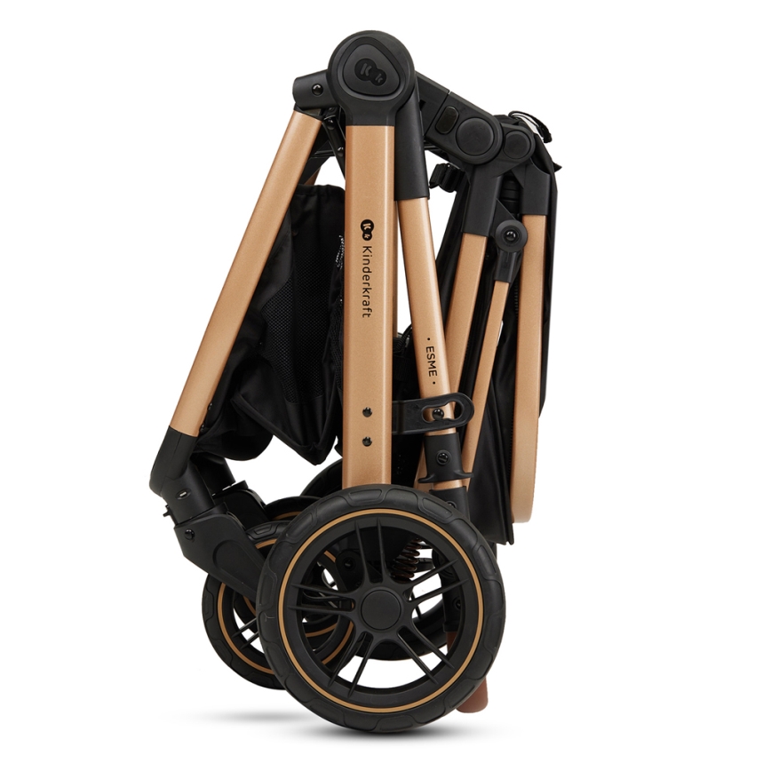 KINDERKRAFT - Kombi-Kinderwagen 3in1 ESME Pure schwarz + Auto-Kindersitz MINK PRO