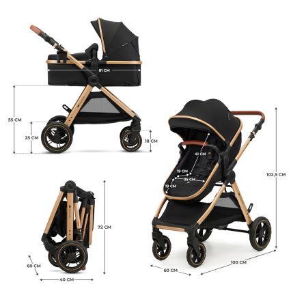 KINDERKRAFT - Kombi-Kinderwagen 3in1 ESME Pure schwarz + Auto-Kindersitz MINK PRO