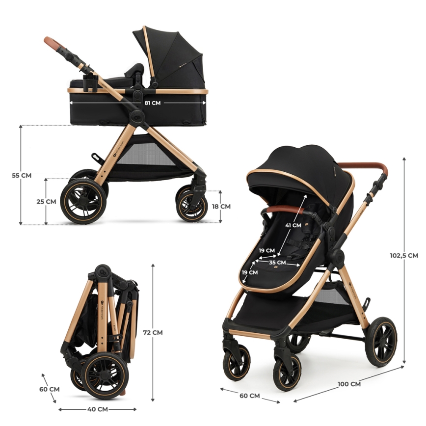 KINDERKRAFT - Kombi-Kinderwagen 3in1 ESME Pure schwarz + Auto-Kindersitz MINK PRO
