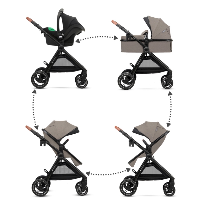 KINDERKRAFT - Kombi-Kinderwagen 3in1 ESME Sand beige + Auto-Kindersitz MINK PRO