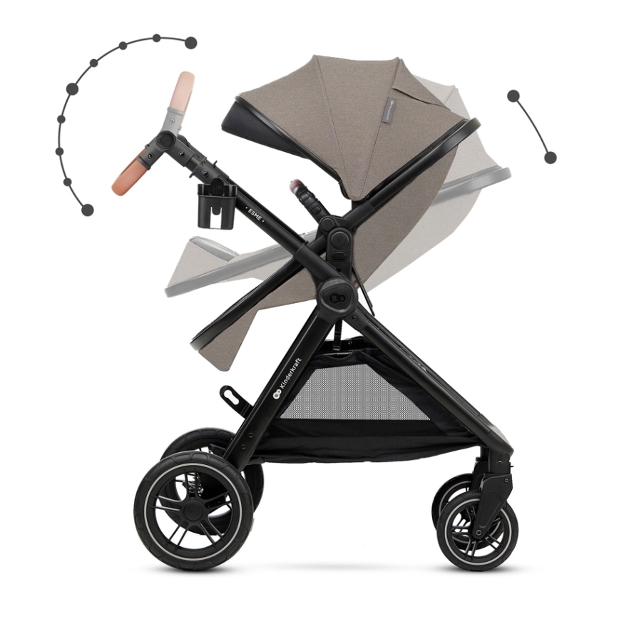 KINDERKRAFT - Kombi-Kinderwagen 3in1 ESME Sand beige + Auto-Kindersitz MINK PRO