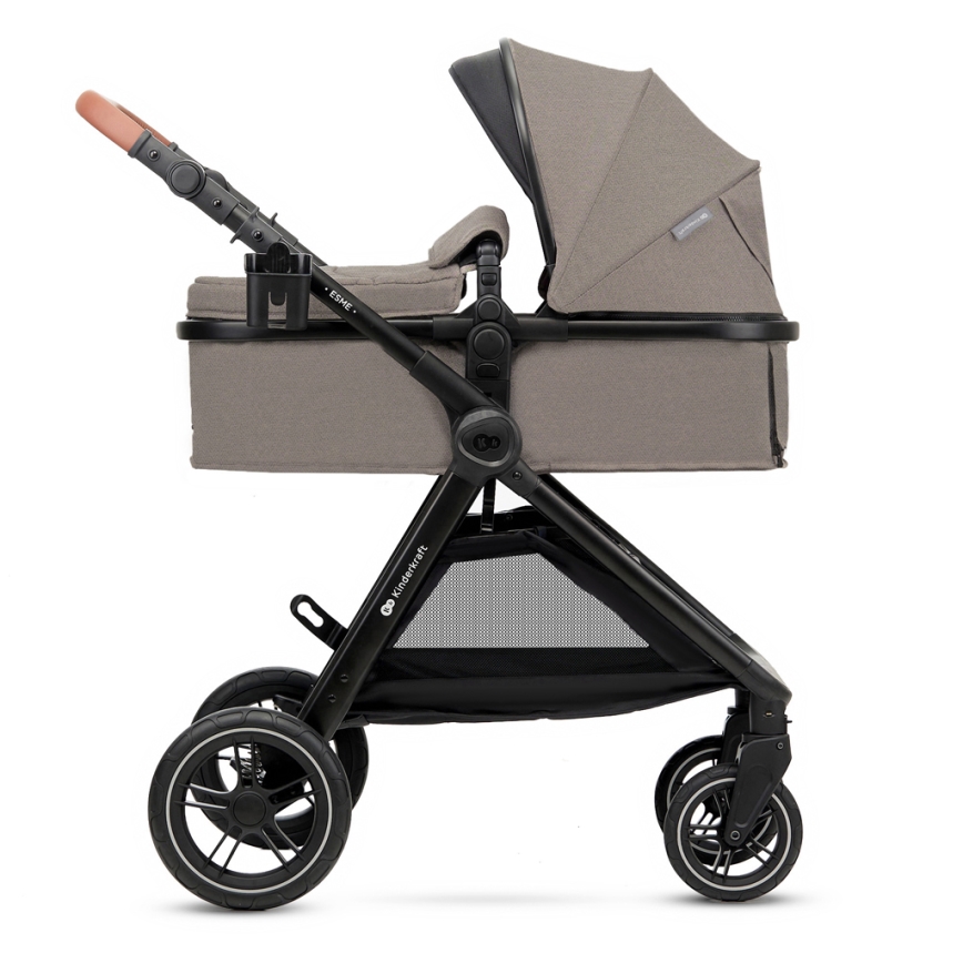 KINDERKRAFT - Kombi-Kinderwagen 3in1 ESME Sand beige + Auto-Kindersitz MINK PRO