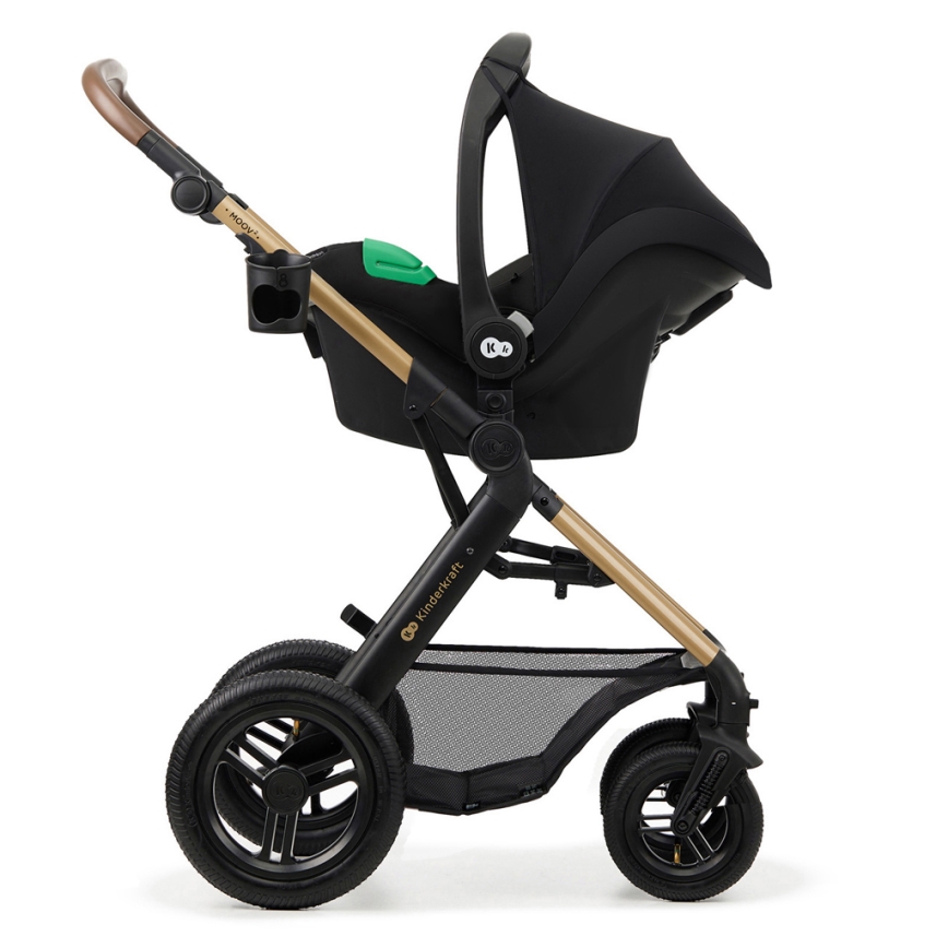 KINDERKRAFT - Kombi-Kinderwagen 3in1 MOOV 2 AIR Pure schwarz + Kindersitz MINK PRO