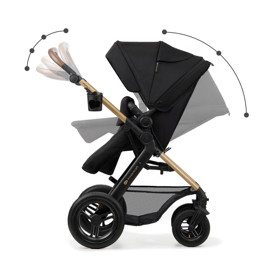 KINDERKRAFT - Kombi-Kinderwagen 3in1 MOOV 2 AIR Pure schwarz + Kindersitz MINK PRO