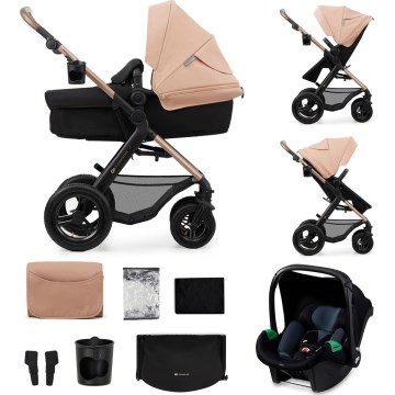 KINDERKRAFT - Kombi-Kinderwagen 3in1 MOOV 2 AIR Sand beige + Kindersitz MINK PRO