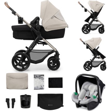 KINDERKRAFT - Kombi-Kinderwagen 3in1 MOOV 2 Moonlight grau + Kindersitz MINK PRO