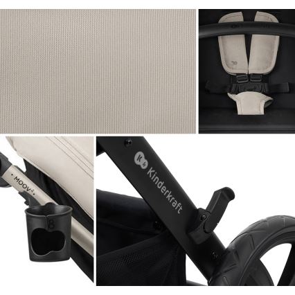 KINDERKRAFT - Kombi-Kinderwagen 3in1 MOOV 2 Moonlight grau + Kindersitz MINK PRO