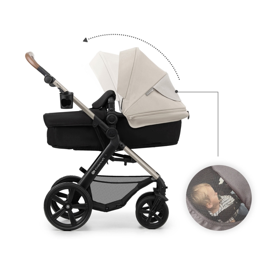 KINDERKRAFT - Kombi-Kinderwagen 3in1 MOOV 2 Moonlight grau + Kindersitz MINK PRO