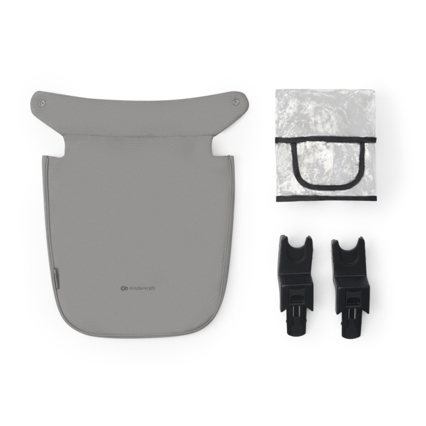 KINDERKRAFT - Kombi-Kinderwagen 3in1 NEWLY Moonlight grau  + Auto-Kindersitz MINK PRO