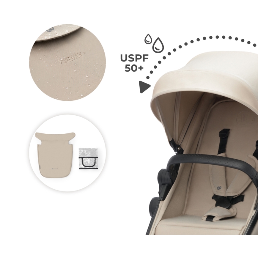 KINDERKRAFT - Kombi-Kinderwagen 3in1 NEWLY Sand beige + Auto-Kindersitz MINK PRO