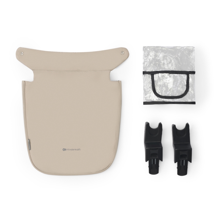 KINDERKRAFT - Kombi-Kinderwagen 3in1 NEWLY Sand beige + Auto-Kindersitz MINK PRO