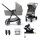 KINDERKRAFT - Kombi-Kinderwagen 4v1 NEWLY Klassisch grau + Auto-Kindersitz MINK PRO mit Sockel ISOFIX