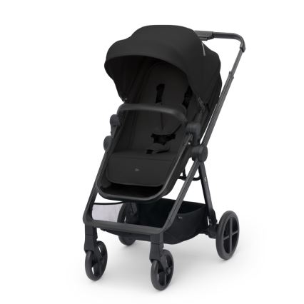 KINDERKRAFT - Kombi-Kinderwagen 4v1 NEWLY Klassisch schwarz + Auto-Kindersitz MINK PRO mit Sockel ISOFIX