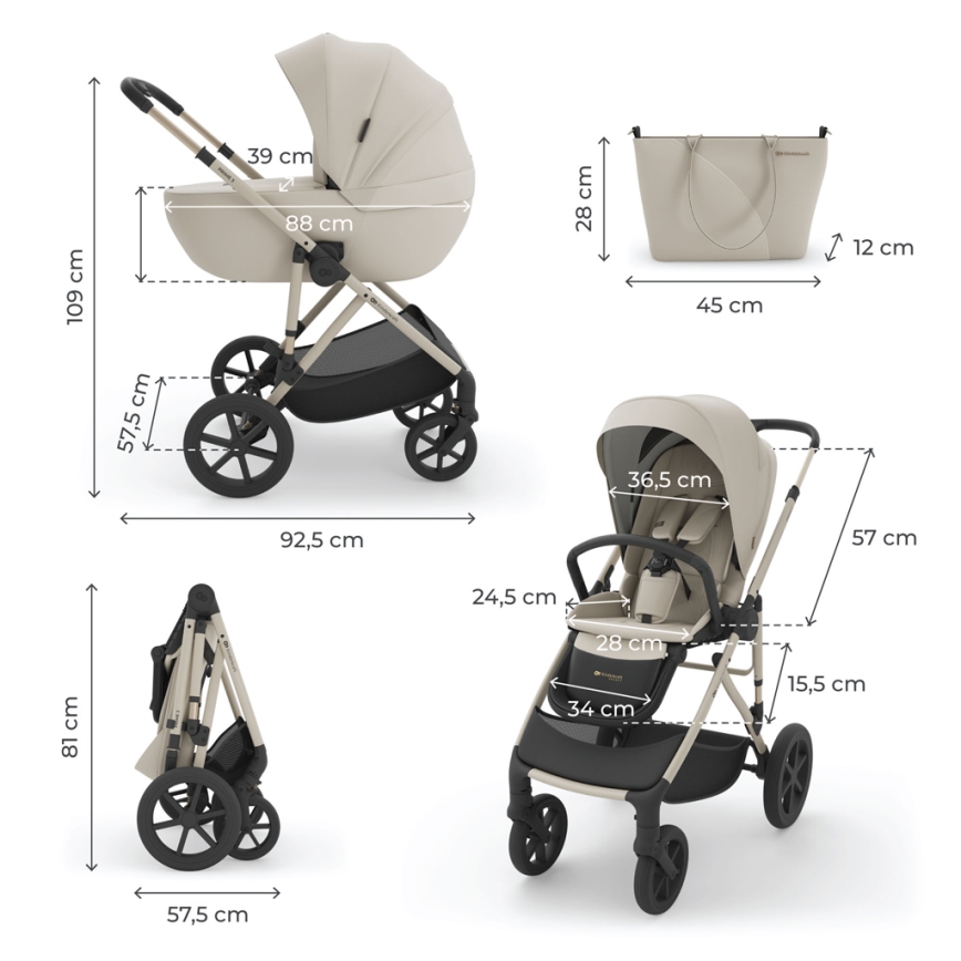 KINDERKRAFT - Kombikinderwagen 3-in-1 PRIME 3 Sand Dune