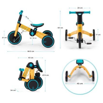 KINDERKRAFT - Laufrad für Kinder 3in1 4TRIKE gelb/schwarz