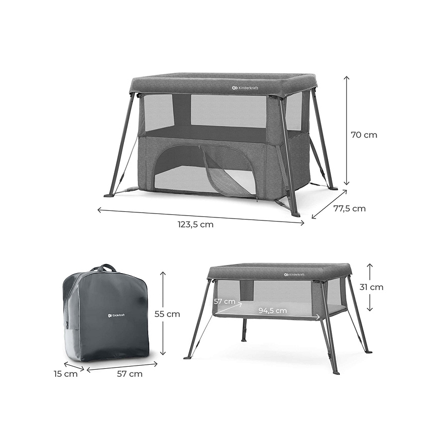 KINDERKRAFT - Reisebett 3-in-1 CAMI grau