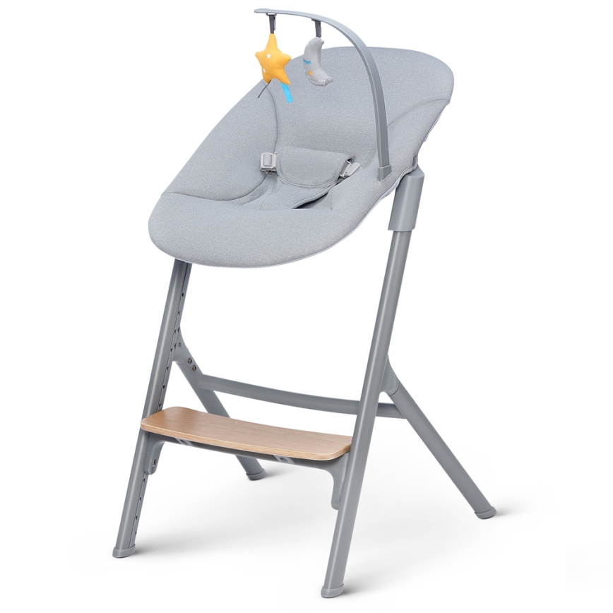 KINDERKRAFT SELECT - Kinderhochstuhl 3-in-1 LIVY Premium Eiche + Babywippe CALMEE