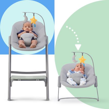 KINDERKRAFT SELECT - Kinderhochstuhl 3-in-1 LIVY Premium Olivegrün + Babywippe CALMEE