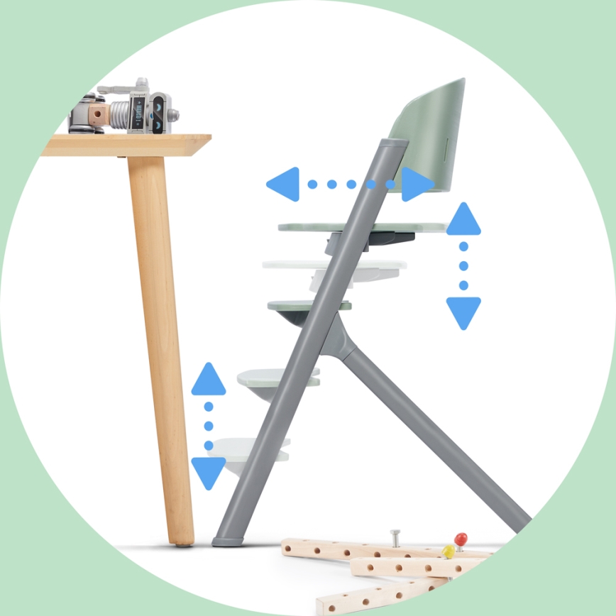 KINDERKRAFT SELECT - Kinderhochstuhl 3-in-1 LIVY Premium Olivegrün + Babywippe CALMEE