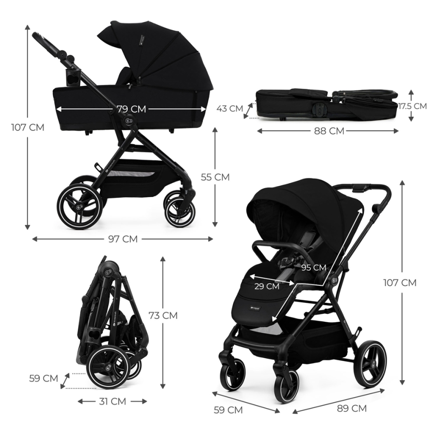 KINDERKRAFT SELECT - Kombi-Kinderwagen 2in1 YOXI Pure schwarz