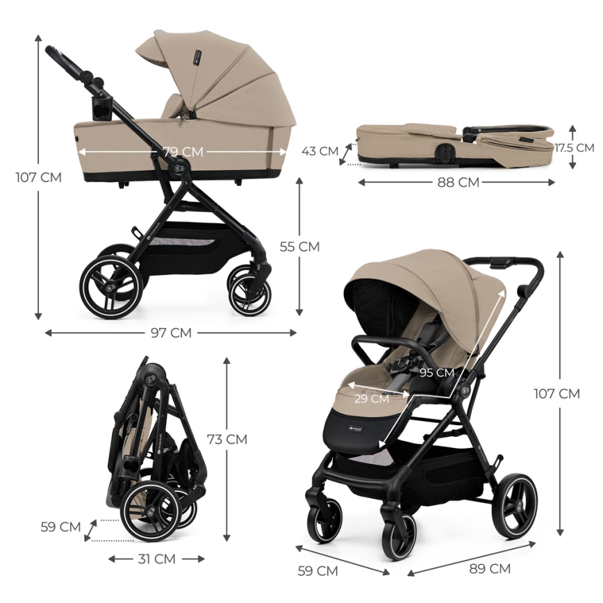 KINDERKRAFT SELECT - Kombi-Kinderwagen 2in1 YOXI Sand beige