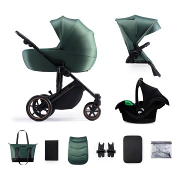 KINDERKRAFT SELECT - Kombi-Kinderwagen 3in1 PRIME 2 Premium Dark grün + Kindersitz