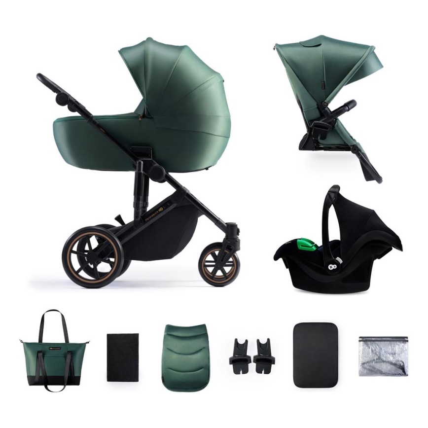 KINDERKRAFT SELECT - Kombi-Kinderwagen 3in1 PRIME 2 Premium Dark grün + Kindersitz