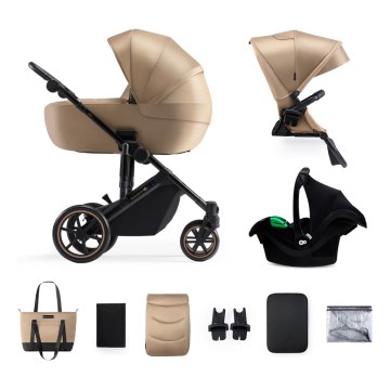 KINDERKRAFT SELECT - Kombi-Kinderwagen 3in1 PRIME 2 Premium Sandrose beige + Auto-Kindersitz