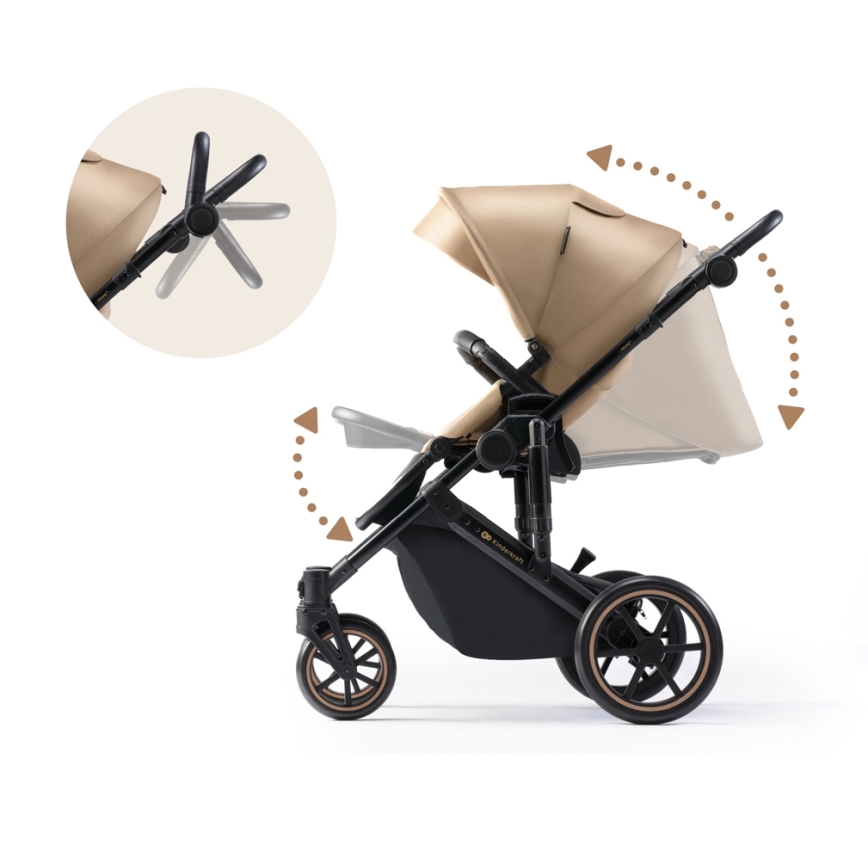 KINDERKRAFT SELECT - Kombi-Kinderwagen 3in1 PRIME 2 Premium Sandrose beige + Auto-Kindersitz